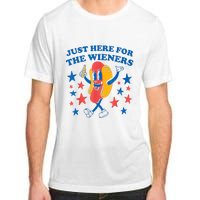 Hot Dog Im Just Here For The Wieners 4Th Of July Adult ChromaSoft Performance T-Shirt