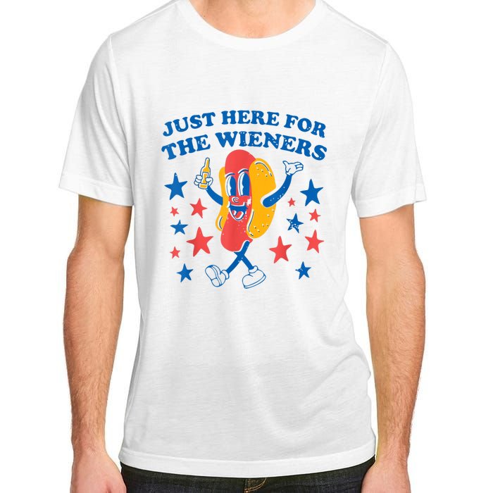 Hot Dog Im Just Here For The Wieners 4Th Of July Adult ChromaSoft Performance T-Shirt