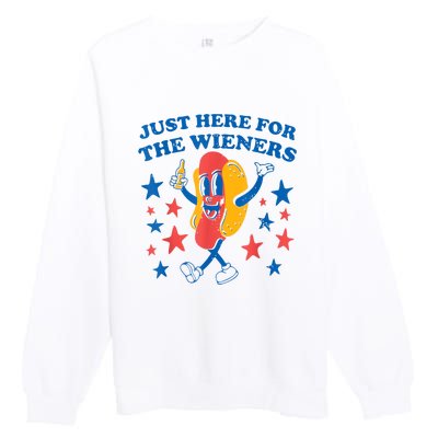 Hot Dog Im Just Here For The Wieners 4Th Of July Premium Crewneck Sweatshirt