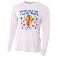 Hot Dog Im Just Here For The Wieners 4Th Of July Cooling Performance Long Sleeve Crew