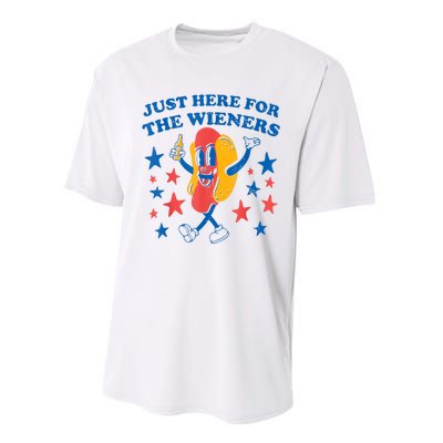 Hot Dog Im Just Here For The Wieners 4Th Of July Performance Sprint T-Shirt