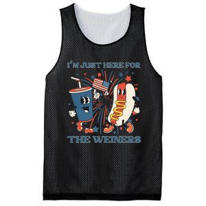 Hot Dog I'm Just Here For The Wieners 4Th Of July Mesh Reversible Basketball Jersey Tank