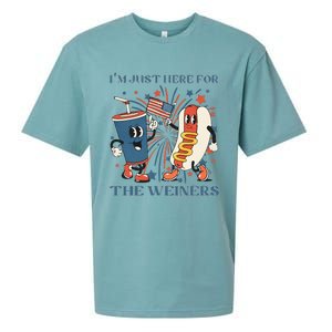 Hot Dog I'm Just Here For The Wieners 4Th Of July Sueded Cloud Jersey T-Shirt