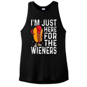 Hot Dog IM Just Here For The Wieners 4th Of July Ladies PosiCharge Tri-Blend Wicking Tank