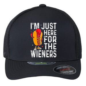 Hot Dog IM Just Here For The Wieners 4th Of July Flexfit Unipanel Trucker Cap