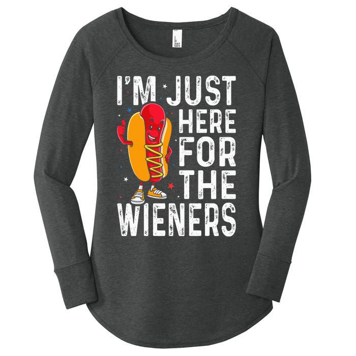 Hot Dog IM Just Here For The Wieners 4th Of July Women's Perfect Tri Tunic Long Sleeve Shirt