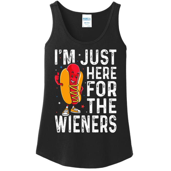 Hot Dog IM Just Here For The Wieners 4th Of July Ladies Essential Tank