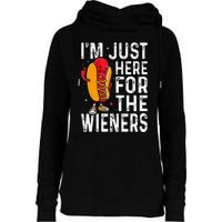 Hot Dog IM Just Here For The Wieners 4th Of July Womens Funnel Neck Pullover Hood