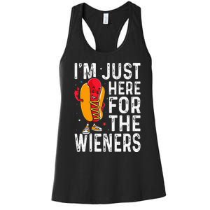 Hot Dog IM Just Here For The Wieners 4th Of July Women's Racerback Tank