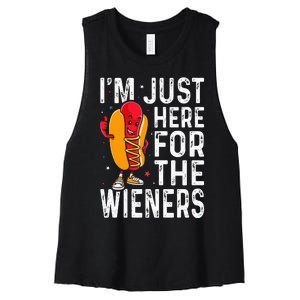 Hot Dog IM Just Here For The Wieners 4th Of July Women's Racerback Cropped Tank