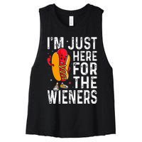 Hot Dog IM Just Here For The Wieners 4th Of July Women's Racerback Cropped Tank