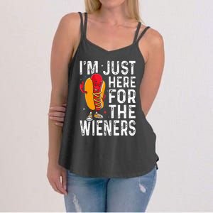 Hot Dog IM Just Here For The Wieners 4th Of July Women's Strappy Tank