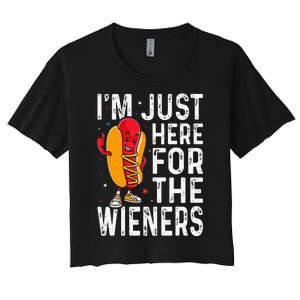 Hot Dog IM Just Here For The Wieners 4th Of July Women's Crop Top Tee