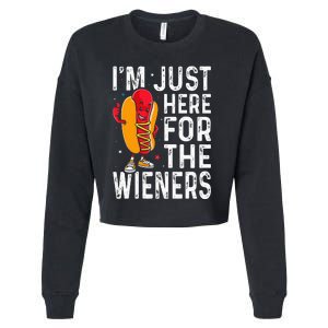 Hot Dog IM Just Here For The Wieners 4th Of July Cropped Pullover Crew