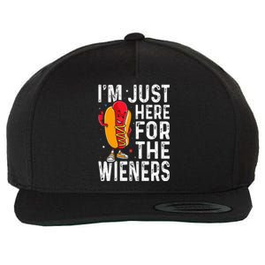 Hot Dog IM Just Here For The Wieners 4th Of July Wool Snapback Cap