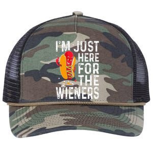 Hot Dog IM Just Here For The Wieners 4th Of July Retro Rope Trucker Hat Cap