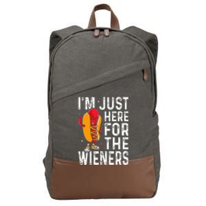 Hot Dog IM Just Here For The Wieners 4th Of July Cotton Canvas Backpack