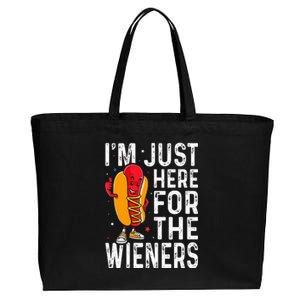 Hot Dog IM Just Here For The Wieners 4th Of July Cotton Canvas Jumbo Tote