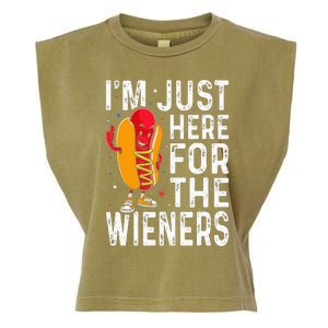 Hot Dog IM Just Here For The Wieners 4th Of July Garment-Dyed Women's Muscle Tee