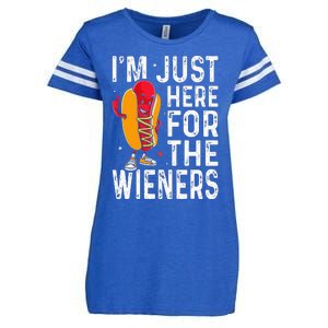 Hot Dog IM Just Here For The Wieners 4th Of July Enza Ladies Jersey Football T-Shirt