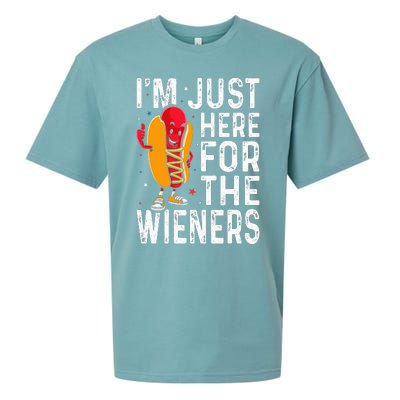 Hot Dog IM Just Here For The Wieners 4th Of July Sueded Cloud Jersey T-Shirt