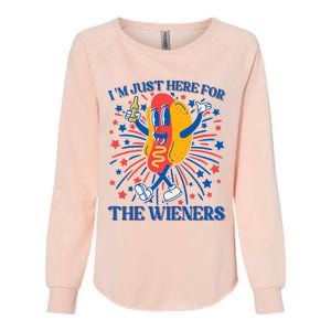 Hot Dog IM Just Here For The Wieners 4th Of July Womens California Wash Sweatshirt