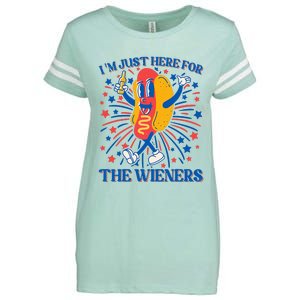 Hot Dog IM Just Here For The Wieners 4th Of July Enza Ladies Jersey Football T-Shirt