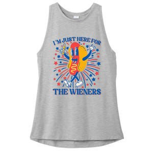 Hot Dog IM Just Here For The Wieners 4th Of July Ladies PosiCharge Tri-Blend Wicking Tank