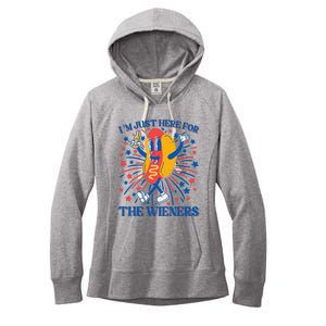 Hot Dog IM Just Here For The Wieners 4th Of July Women's Fleece Hoodie