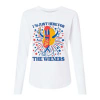 Hot Dog IM Just Here For The Wieners 4th Of July Womens Cotton Relaxed Long Sleeve T-Shirt