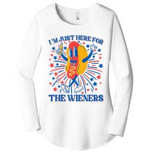 Hot Dog IM Just Here For The Wieners 4th Of July Women's Perfect Tri Tunic Long Sleeve Shirt