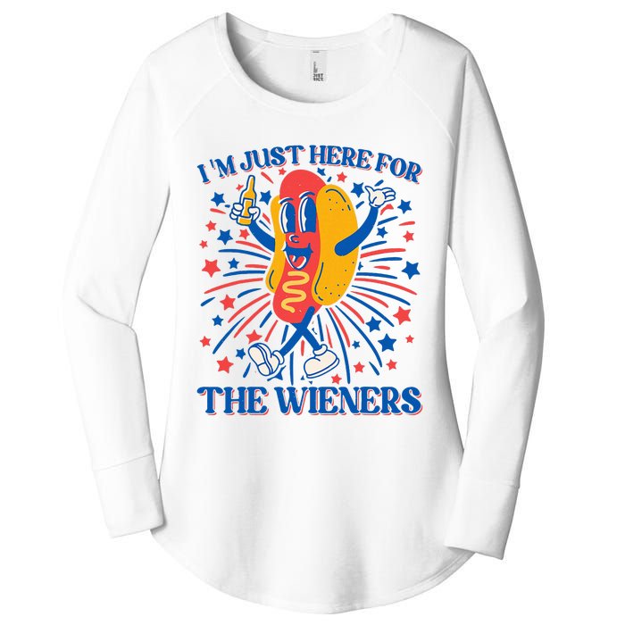 Hot Dog IM Just Here For The Wieners 4th Of July Women's Perfect Tri Tunic Long Sleeve Shirt