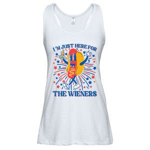 Hot Dog IM Just Here For The Wieners 4th Of July Ladies Essential Flowy Tank