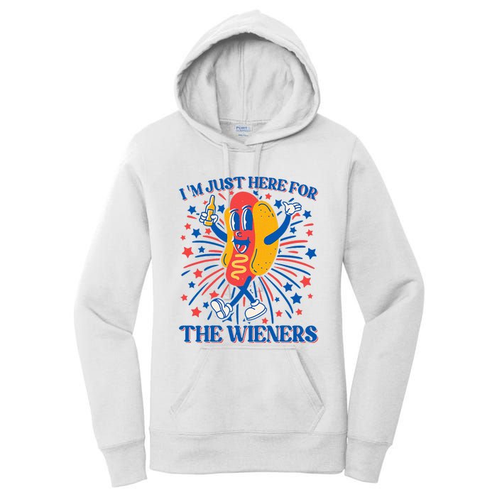 Hot Dog IM Just Here For The Wieners 4th Of July Women's Pullover Hoodie