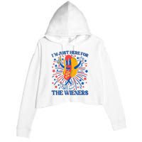 Hot Dog IM Just Here For The Wieners 4th Of July Crop Fleece Hoodie