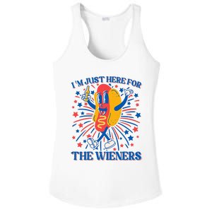 Hot Dog IM Just Here For The Wieners 4th Of July Ladies PosiCharge Competitor Racerback Tank