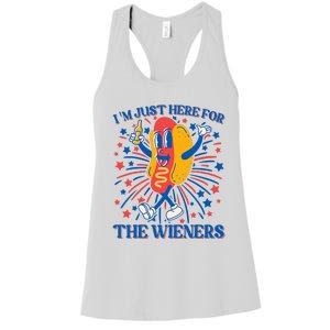 Hot Dog IM Just Here For The Wieners 4th Of July Women's Racerback Tank