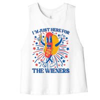 Hot Dog IM Just Here For The Wieners 4th Of July Women's Racerback Cropped Tank