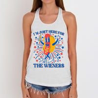 Hot Dog IM Just Here For The Wieners 4th Of July Women's Knotted Racerback Tank