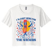 Hot Dog IM Just Here For The Wieners 4th Of July Women's Crop Top Tee