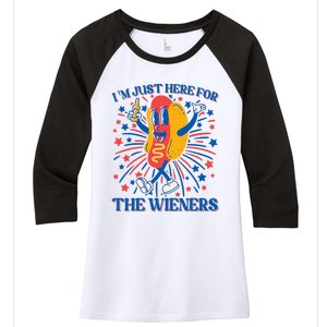 Hot Dog IM Just Here For The Wieners 4th Of July Women's Tri-Blend 3/4-Sleeve Raglan Shirt