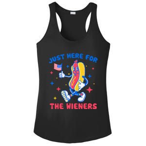 Hot Dog I'm Just Here For The Wieners Funny 4Th Of July Ladies PosiCharge Competitor Racerback Tank