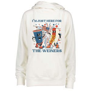 Hot Dog Im Just Here For The Wieners 4Th Of July Womens Funnel Neck Pullover Hood