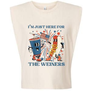 Hot Dog Im Just Here For The Wieners 4Th Of July Garment-Dyed Women's Muscle Tee