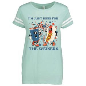 Hot Dog Im Just Here For The Wieners 4Th Of July Enza Ladies Jersey Football T-Shirt