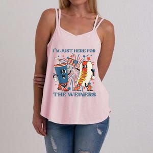 Hot Dog Im Just Here For The Wieners 4Th Of July Women's Strappy Tank