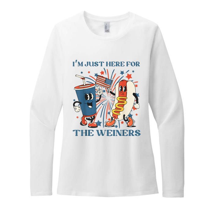 Hot Dog Im Just Here For The Wieners 4Th Of July Womens CVC Long Sleeve Shirt