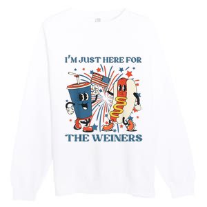 Hot Dog Im Just Here For The Wieners 4Th Of July Premium Crewneck Sweatshirt