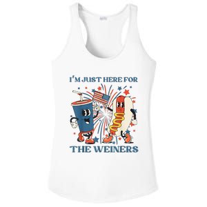 Hot Dog Im Just Here For The Wieners 4Th Of July Ladies PosiCharge Competitor Racerback Tank