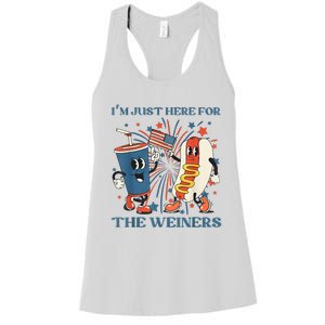 Hot Dog Im Just Here For The Wieners 4Th Of July Women's Racerback Tank